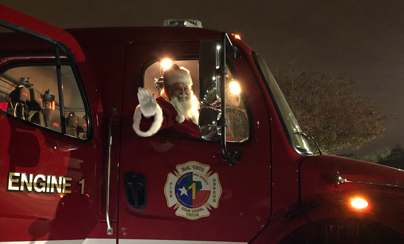 Santa in a fire engine for a community event